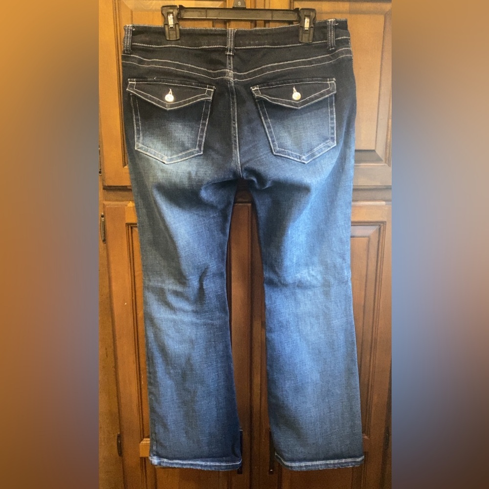Topshop Y2K extreme wash flare jeans in indigo 32 - Picture 7 of 10